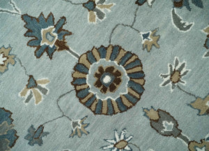 Blue and Brown Traditional Oriental Oushak Hand Tufted Custom Made wool Area Rug