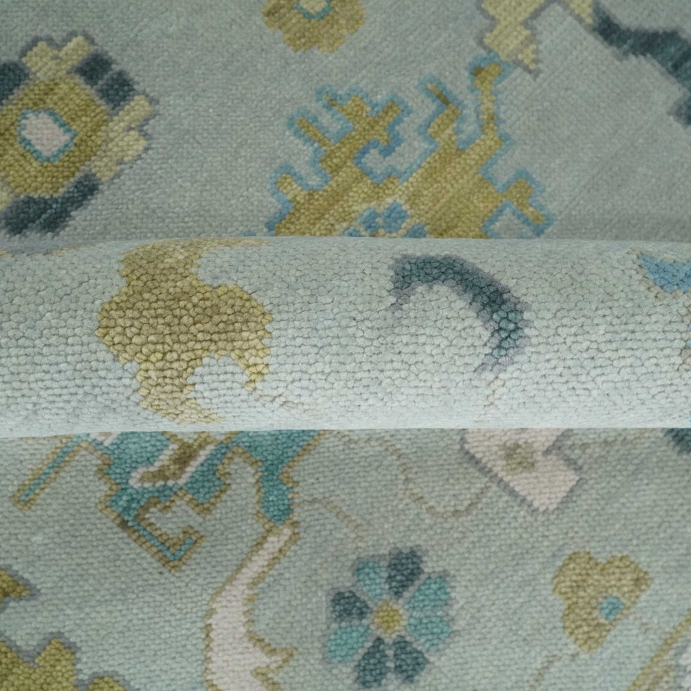 Antique Silver and Gold Vibrant Colorful Hand knotted Oushak wool Area Rug