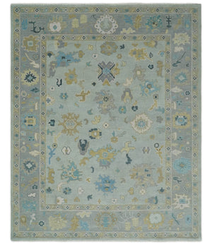 Antique Silver and Gold Vibrant Colorful Hand knotted Oushak wool Area Rug