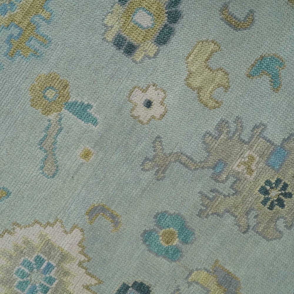 Antique Silver and Gold Vibrant Colorful Hand knotted Oushak wool Area Rug
