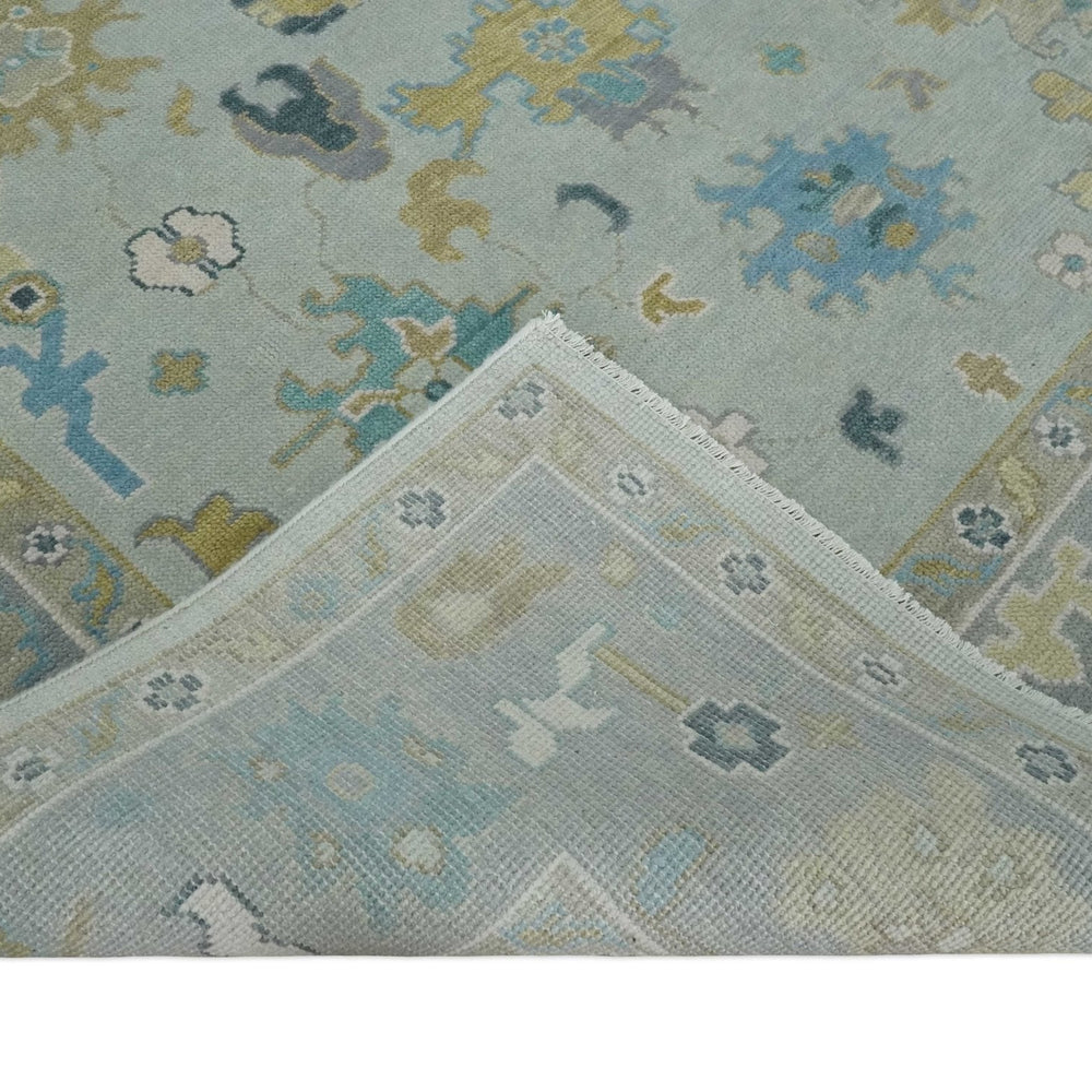 Antique Silver and Gold Vibrant Colorful Hand knotted Oushak wool Area Rug