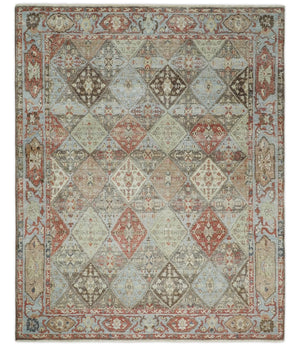 Antique look Multicolor Tribal Hand Knotted Distressed finished Oxidized Wool Area Rug