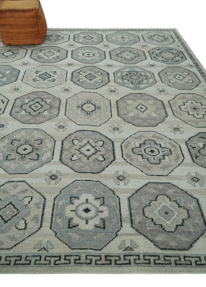 Custom Made Hand Knotted Turkish Beige and Gray Area Wool Rug