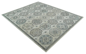 Custom Made Hand Knotted Turkish Beige and Gray Area Wool Rug