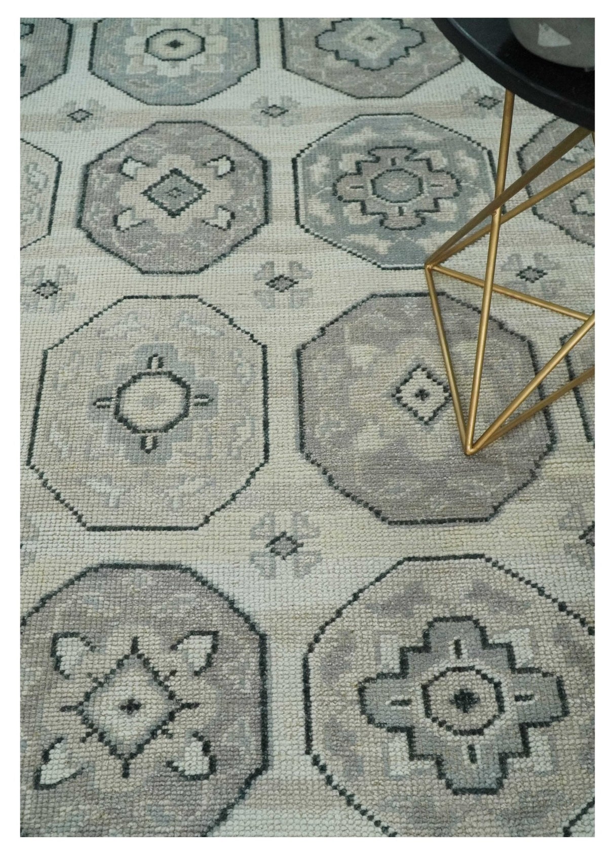 Custom Made Hand Knotted Turkish Beige and Gray Area Wool Rug