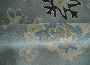 Custom Made Antique look Silver, Beige Hand Knotted Traditional Oushak Wool Area Rug