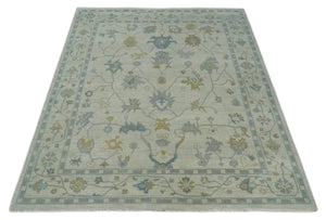 Antique Silver Hand knotted Traditional Multi Size Oushak Wool area Rug