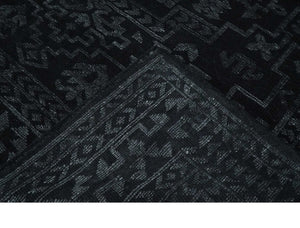 Antique Style Black and Silver 8.4x9.8 hand knotted Traditional wool Area rug