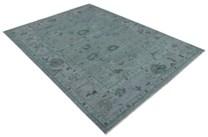 Antique style Gray and Silver Hand Knotted Multi Size Oushak Wool Area Rug