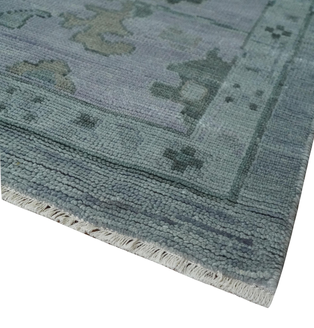 Antique style Gray and Silver Hand Knotted Multi Size Oushak Wool Area Rug