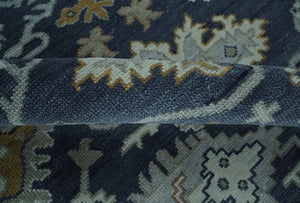 Antique style Blue and Silver Traditional Multi Size Hand Knotted Oushak Wool Rug