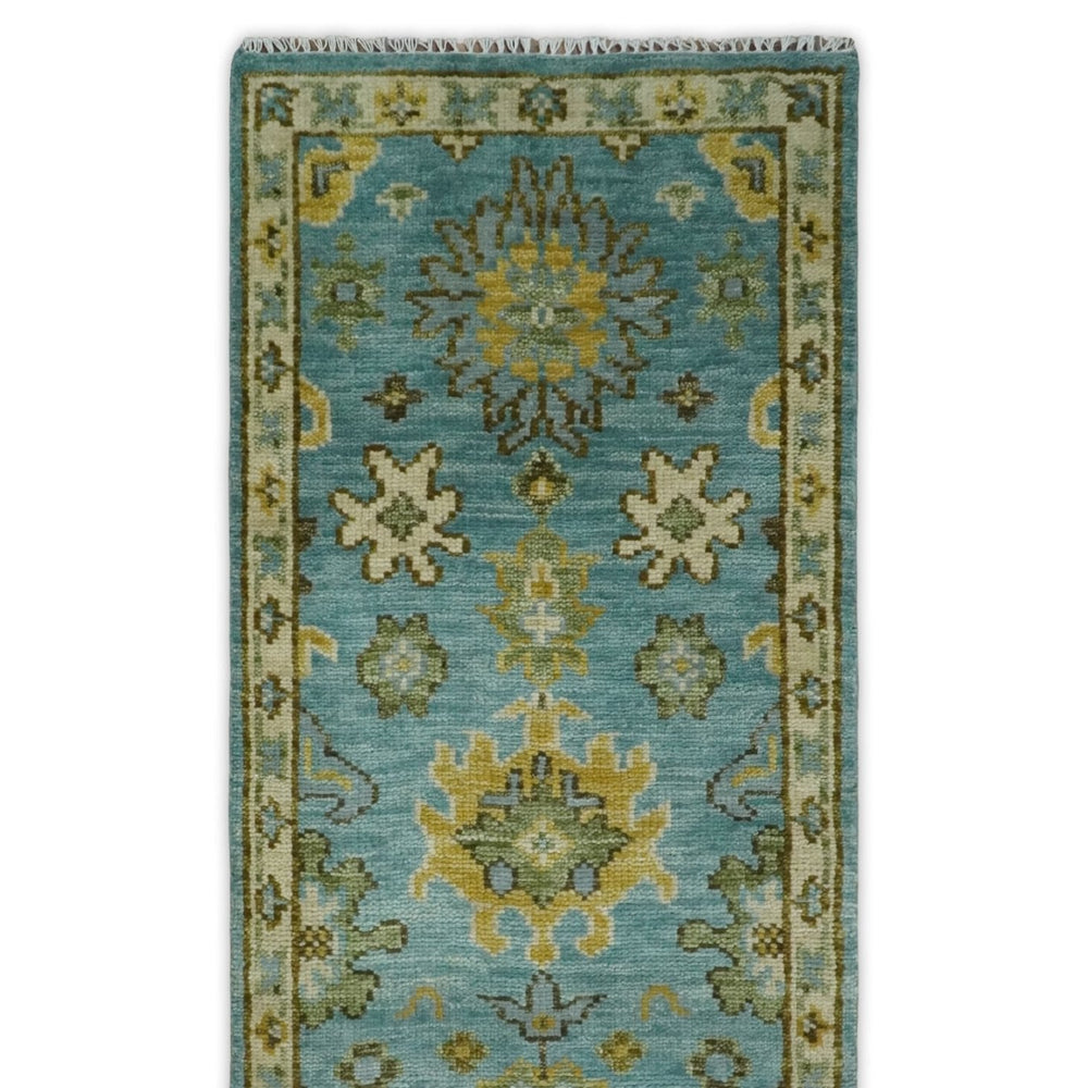 Antique Style Blue, Moss Green and Gold 8x10, 9x12 and 10x14 Wool Hand Knotted Traditional Vintage Wool Area Rug
