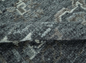 Antique Style Charcoal and Ivory 8x10 hand knotted Oushak wool Area rug