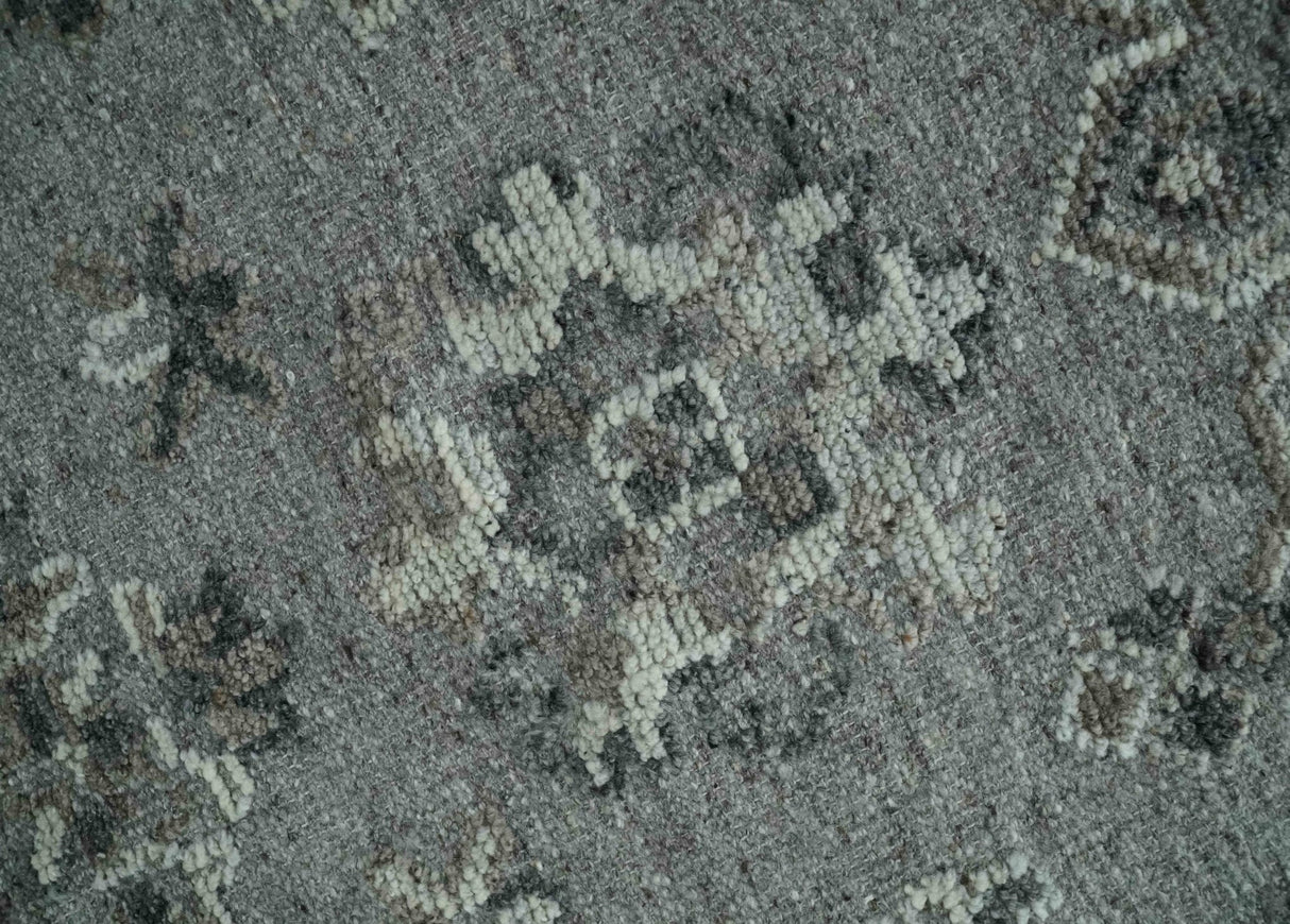 Antique Style Charcoal and Ivory Hand knotted 8.6x9.10 Oushak Design wool area rug