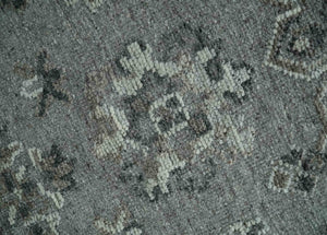 Antique Style Charcoal and Ivory Hand knotted 8.6x9.10 Oushak Design wool area rug