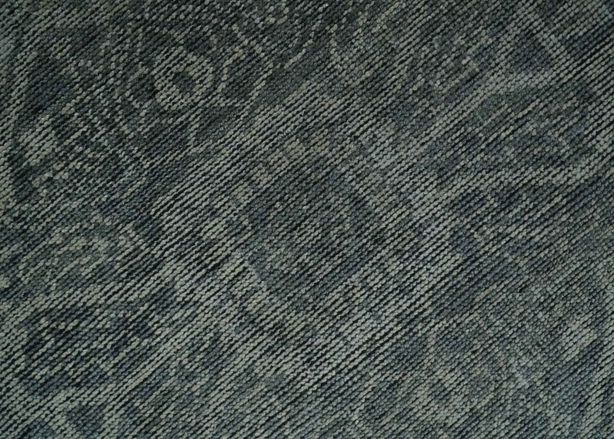 Antique Style Charcoal and Silver Traditional Heriz Medallion 8x10 wool Area Rug