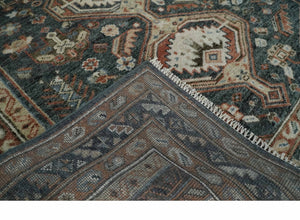 Antique Style Charcoal, Beige and Rust Hand knotted Custom Made wool Area Rug