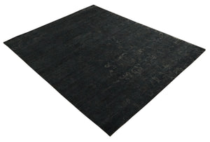 Antique Style Charcoal, Gray and Silver 8x10 Hand knotted wool Area Rug