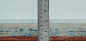 Antique  Style Fine Rust, Blue and Aqua 8x10 Hand Knotted Traditional Serapi wool rug