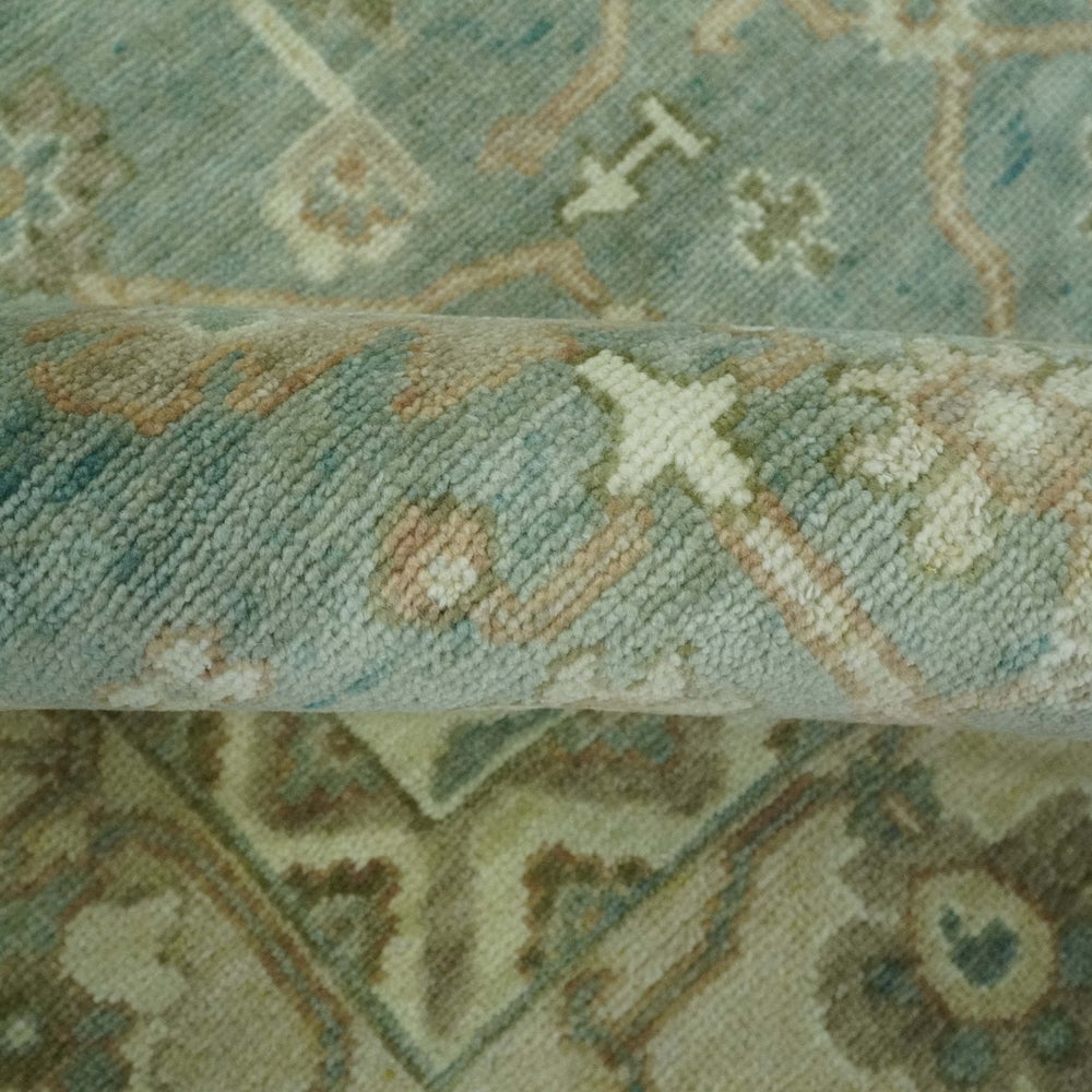 Antique style Floral Gray, Beige and Green Hand knotted Oriental Oushak Multi Size Wool Area Rug