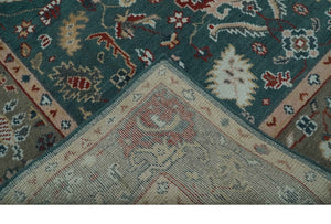 Antique Style Floral Teal, Camel and Brown Hand Knotted Oriental Oushak 8x10 wool Area Rug