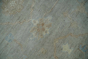 Antique style Gray and Beige 9x12 Hand knotted Oushak wool Area Rug