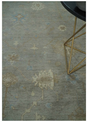 Antique style Gray and Beige 9x12 Hand knotted Oushak wool Area Rug