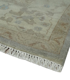 Antique style Gray and Beige 9x12 Hand knotted Oushak wool Area Rug