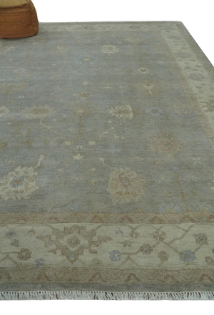 Antique style Gray and Beige 9x12 Hand knotted Oushak wool Area Rug