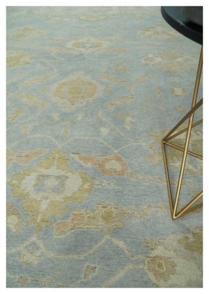 Antique style Gray, Beige and Olive 9x12 Hand knotted Oushak wool Area Rug