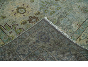 Antique Style Green and Silver 9x12 Hand knotted Traditional Oriental Oushak wool Area Rug