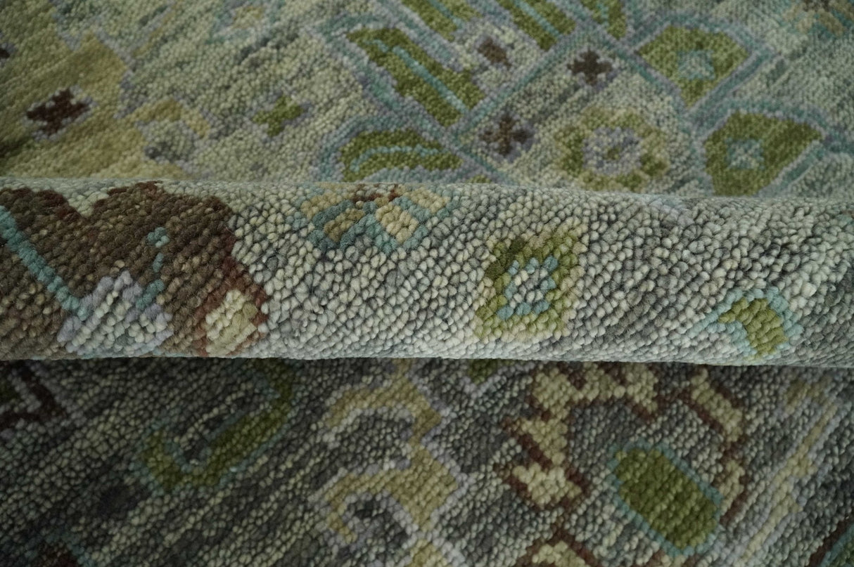 Antique Style Green and Silver 9x12 Hand knotted Traditional Oriental Oushak wool Area Rug