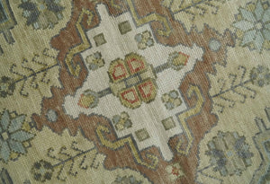 Antique Style Green, Ivory and Beige Hand knotted 9x12 wool Area Rug