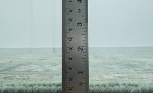 Custom Made Hand Knotted Green and Taupe Traditional wool rug