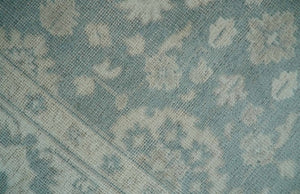 Antique Style Ivory and Gray Hand Knotted Traditional Oushak 2x4 wool Bedside Rug