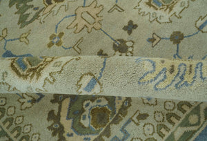 Antique Style Silver, Blue and Green 8x10 Hand Knotted Traditional Oushak wool area rug