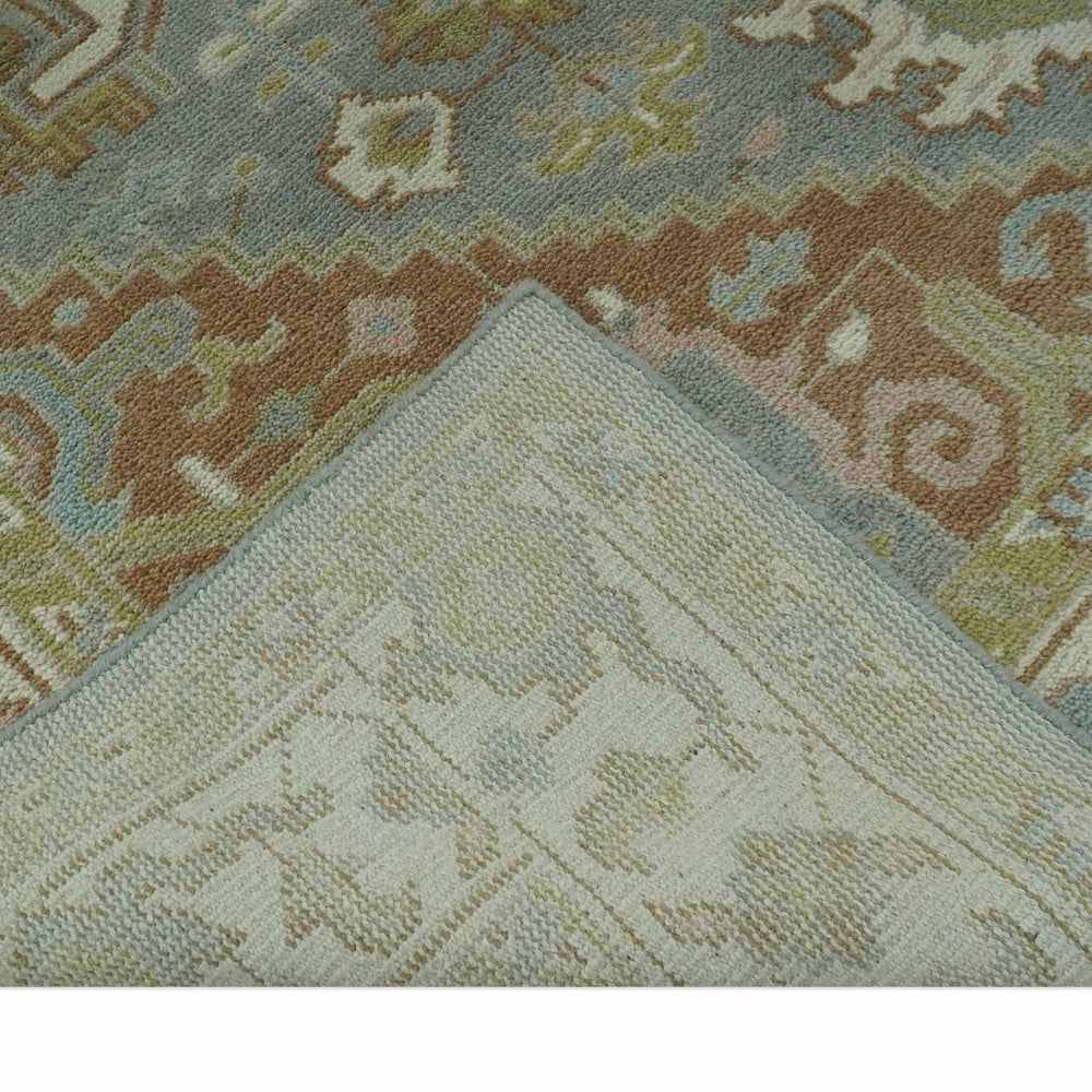 Antique Style Traditional Heriz Gray, Ivory, Peach and Olive Hand Knotted Multi Size wool Area Rug
