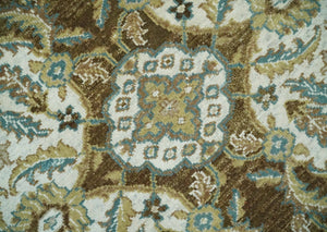 Antique Turkish 8x10 Hand Knotted Brown and Blue Wool Rug