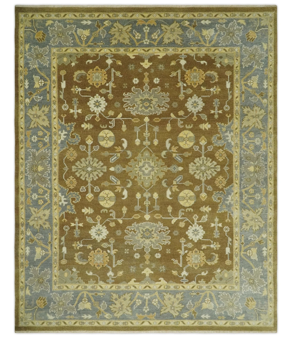 Antique Traditional Persian  8x10 Hand Knotted Brown and Gray Wool Rug