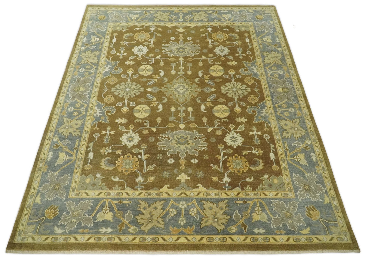 Antique Traditional Persian  8x10 Hand Knotted Brown and Gray Wool Rug