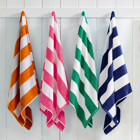 Cotton velour cabana stripe beach towel - novia collection