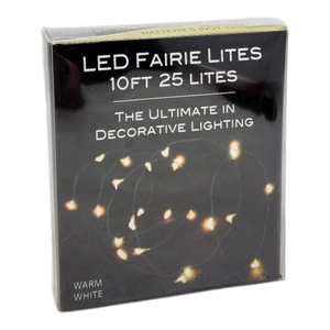 10' Battery Operated 25-Light Warm White Fairy LED Green Wire Light Set