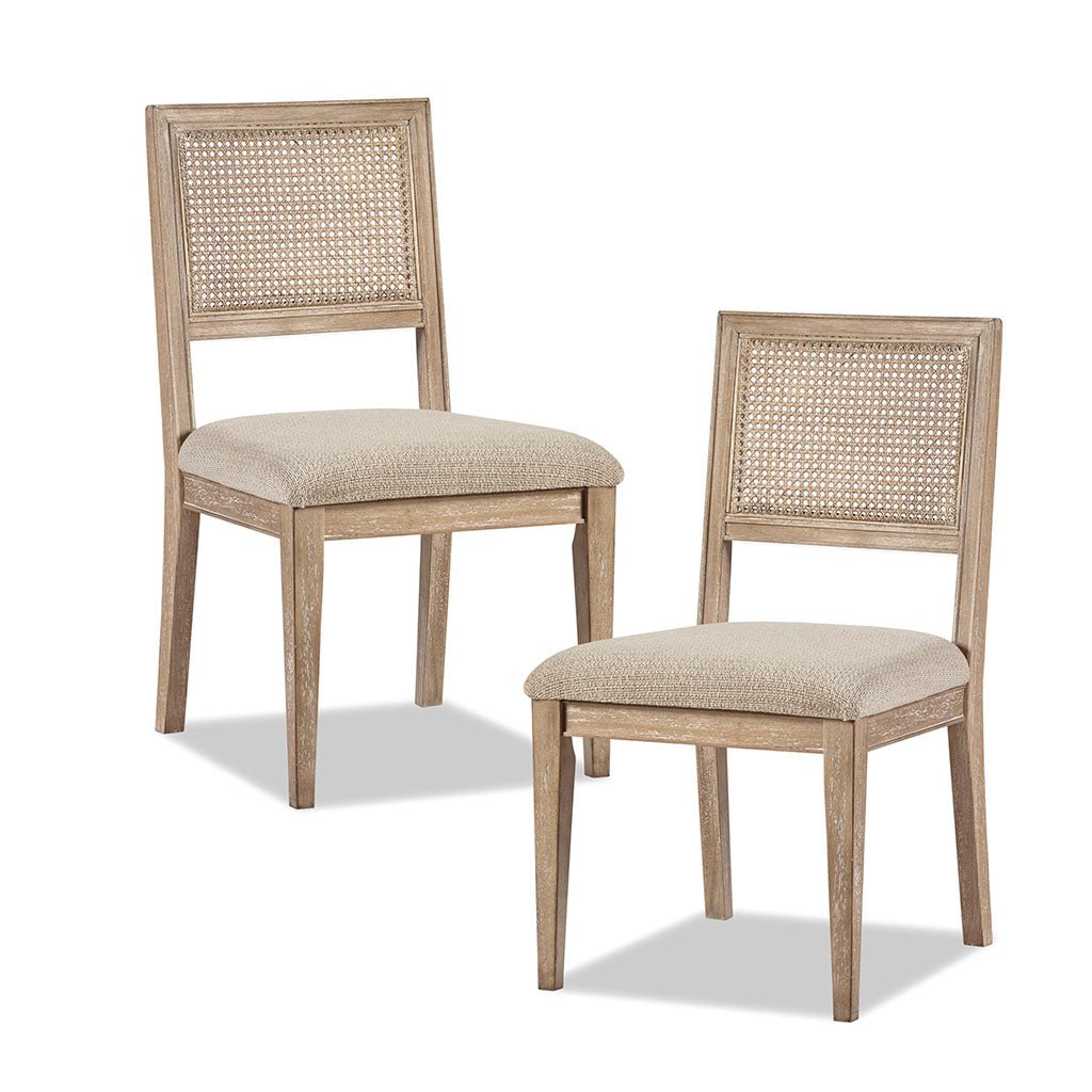 Armless Dining Chair with Cane Back and Tapered Wood Legs, Set of 2 - Dining Chairs