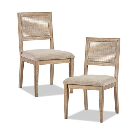 Armless Dining Chair with Cane Back and Tapered Wood Legs, Set of 2 - Dining Chairs