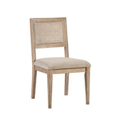 Armless Dining Chair with Cane Back and Tapered Wood Legs - Set of 2