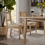 Armless Dining Chair with Cane Back and Tapered Wood Legs, Set of 2 - Dining Chairs
