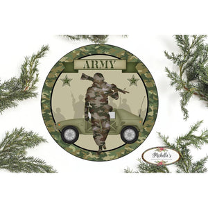 Army Solider Camo Round Sign