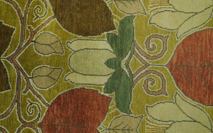 Art and Craft Design Olive Green And Brown Hand Knotted 8x10 Wool Area Rug