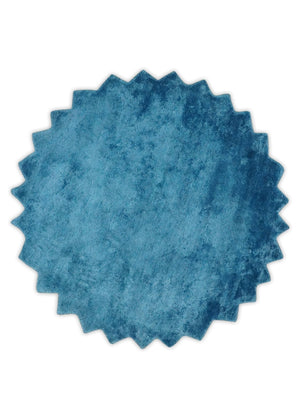 Art Silk 4x4 Round Modern Blue  blended Art Silk Rug entryway, bedside rug
