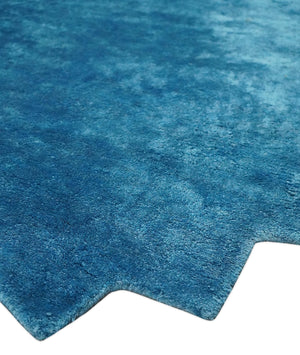 Art Silk 4x4 Round Modern Blue  blended Art Silk Rug entryway, bedside rug